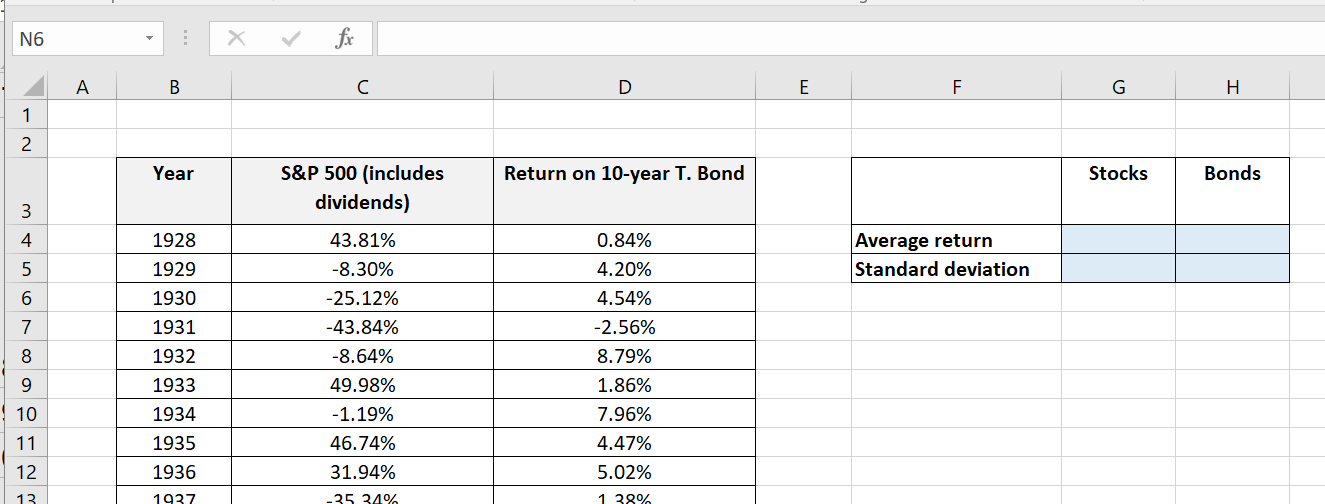 Reading Return and Standard Deviation Practice Example TEJU finance